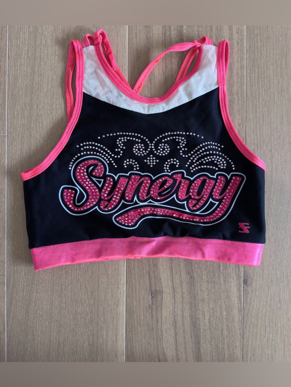 ACE Synergy Cheerleading Worlds Sports Bra Adult Small Rhinestone GUC